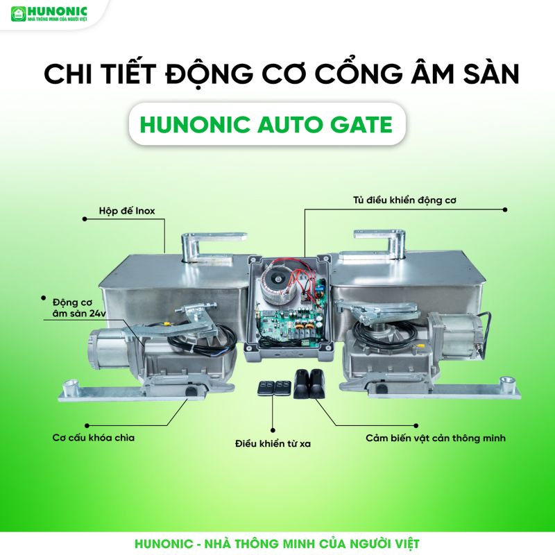 Cổng Tự Động Thông Minh Hunonic Auto Gate - Mở Cổng Qua 4G 11 chi tiết cổng tự động thông minh Hunonic Auto Gate