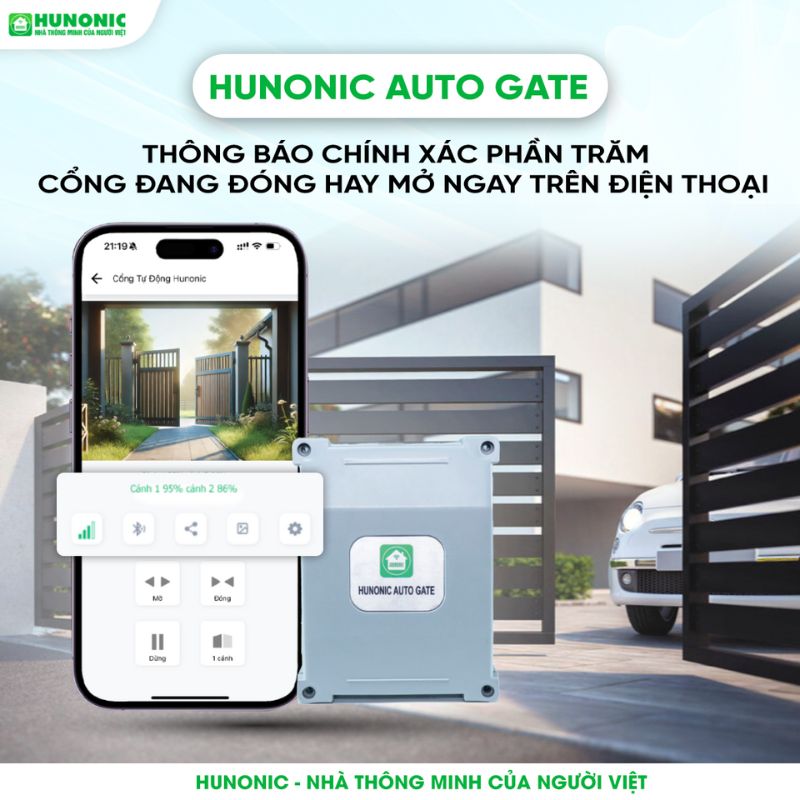 Cổng Tự Động Thông Minh Hunonic Auto Gate - Mở Cổng Qua 4G 12 tính năng cổng tự động