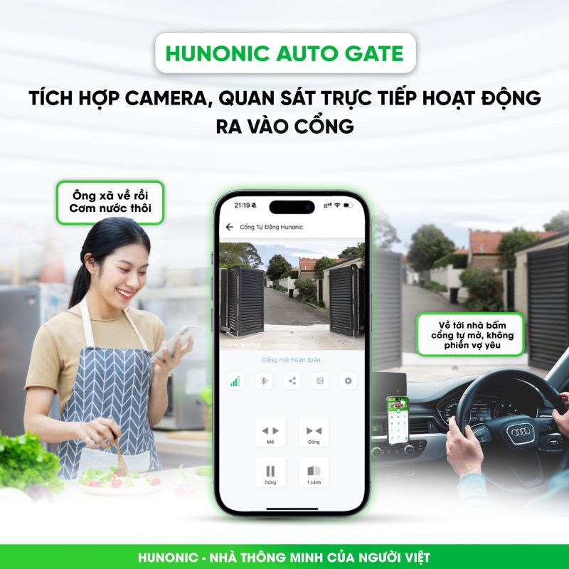Cổng Tự Động Thông Minh Hunonic Auto Gate - Mở Cổng Qua 4G 15 tinh nang cong tu dong2