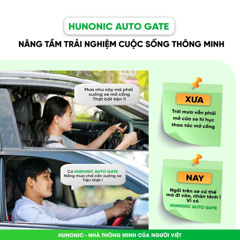 Cổng Tự Động Thông Minh Hunonic Auto Gate - Mở Cổng Qua 4G 16 tinh nang cong tu dong