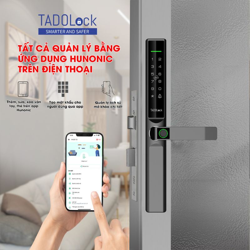 KHÓA THÔNG MINH TADOLock Cửa nhôm (Đen titan) 24 tinh nang smartlock1